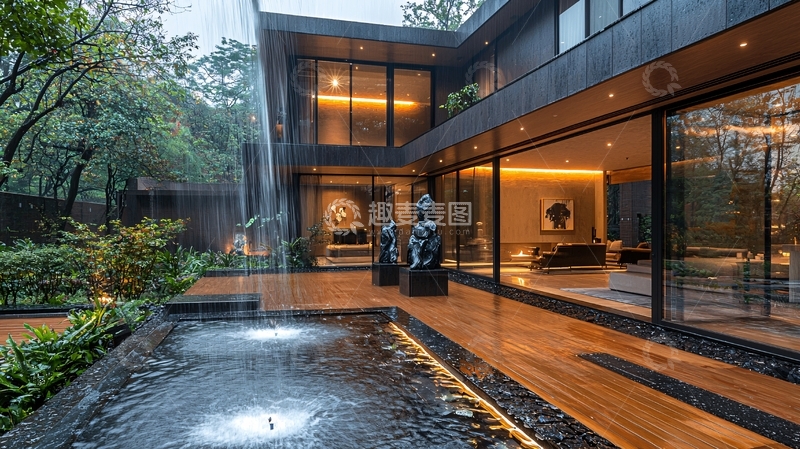 高清大图下载【趣麦麦图】现代简约别墅庭院