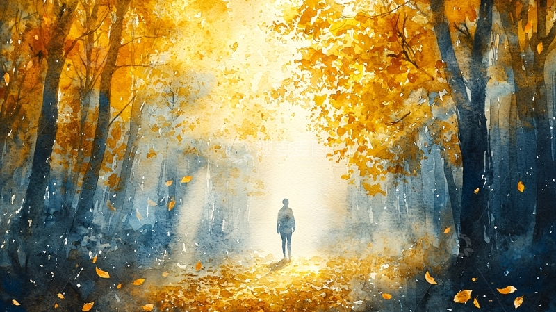 高清大图下载【趣麦麦图】金色秋叶森林