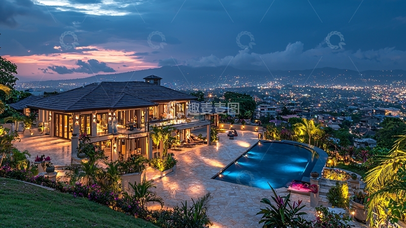 高清大图下载【趣麦麦图】夜景豪宅