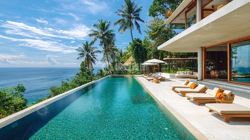 高清大图下载【趣麦麦图】海景别墅泳池