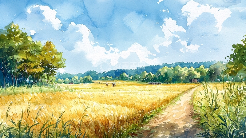 高清大图下载【趣麦麦图】水彩田园风光
