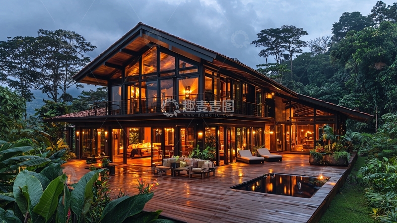 高清大图下载【趣麦麦图】山林别墅夜景