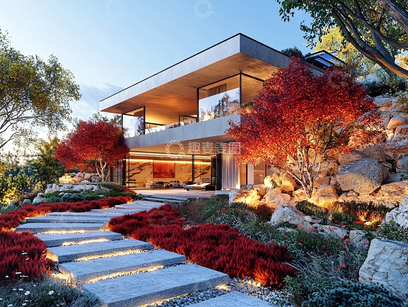 高清大图下载【趣麦麦图】现代简约山景别墅7