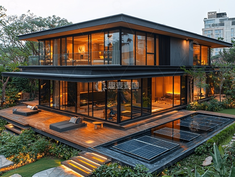 高清大图下载【趣麦麦图】现代风格别墅夜景