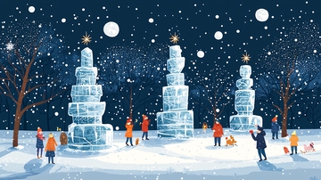 冬季冰雕节庆场景