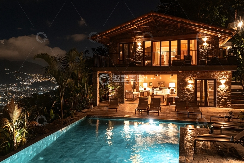 高清大图下载【趣麦麦图】夜景别墅15