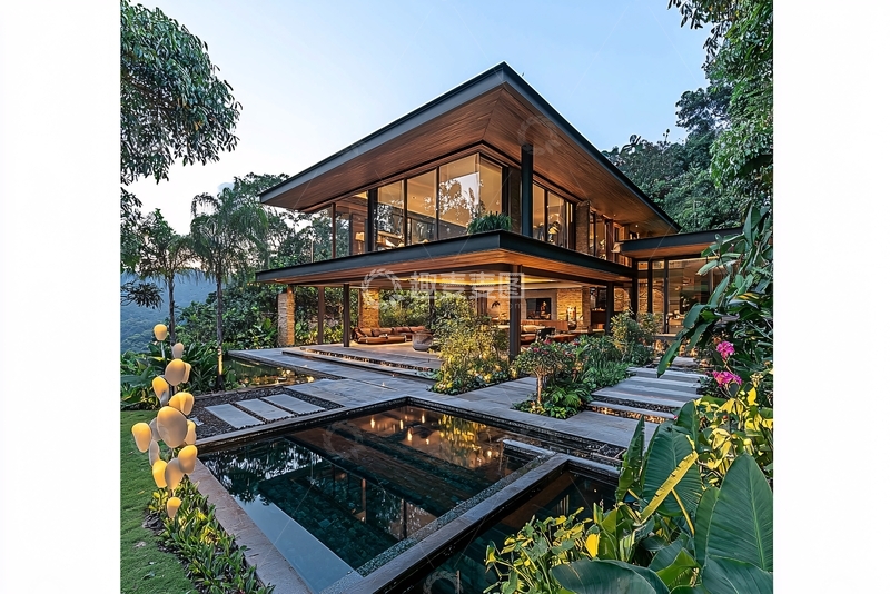 高清大图下载【趣麦麦图】现代风格别墅夜景