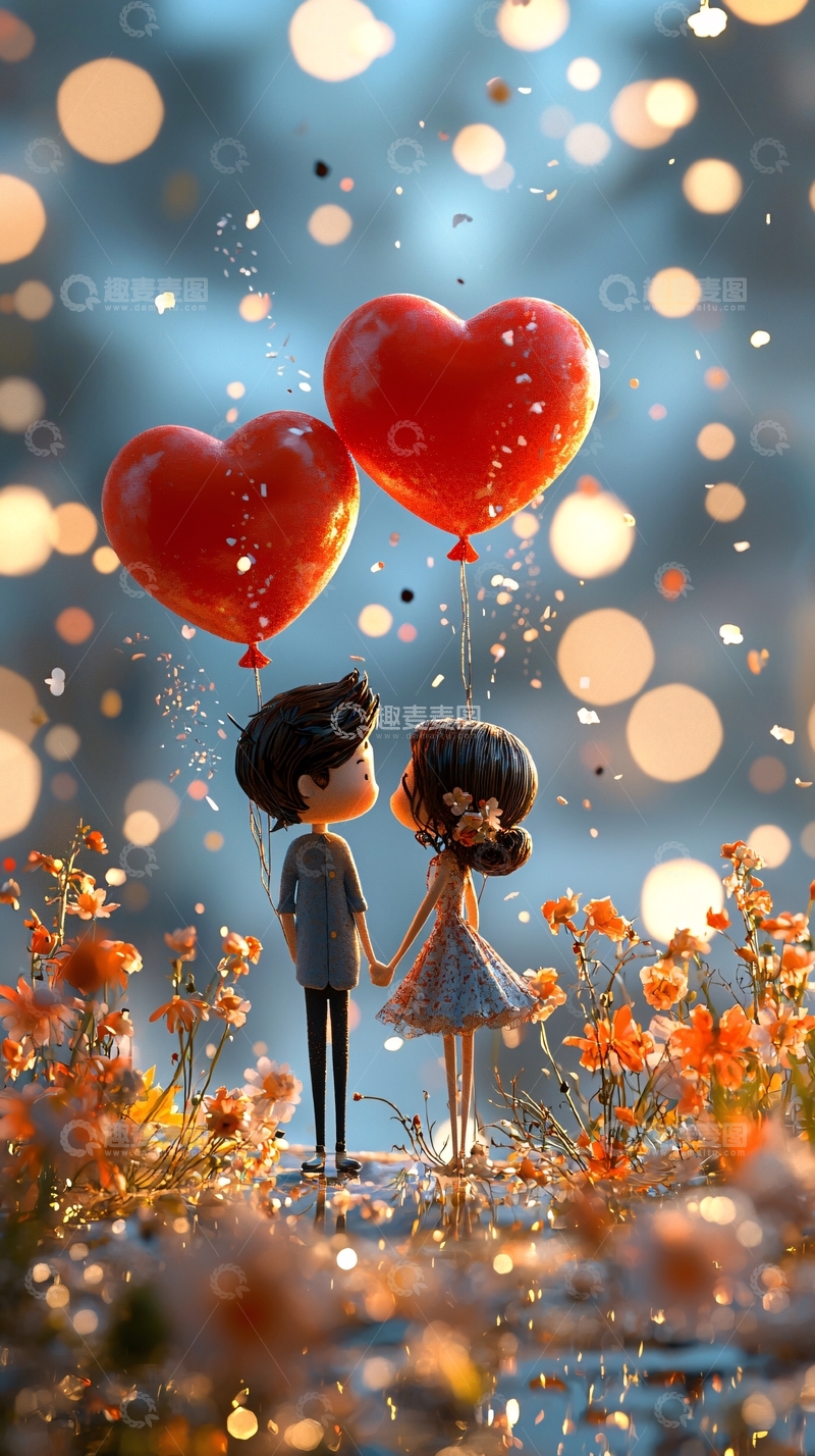 高清大图下载【趣麦麦图】卡通情侣