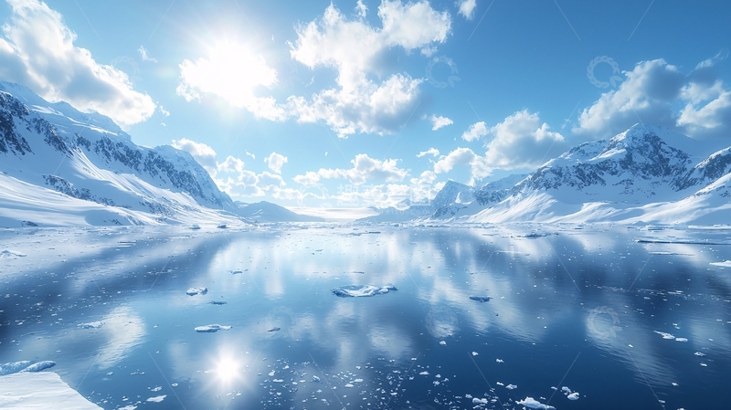 高清大图下载【趣麦麦图】极地冰川湖泊雪山倒影