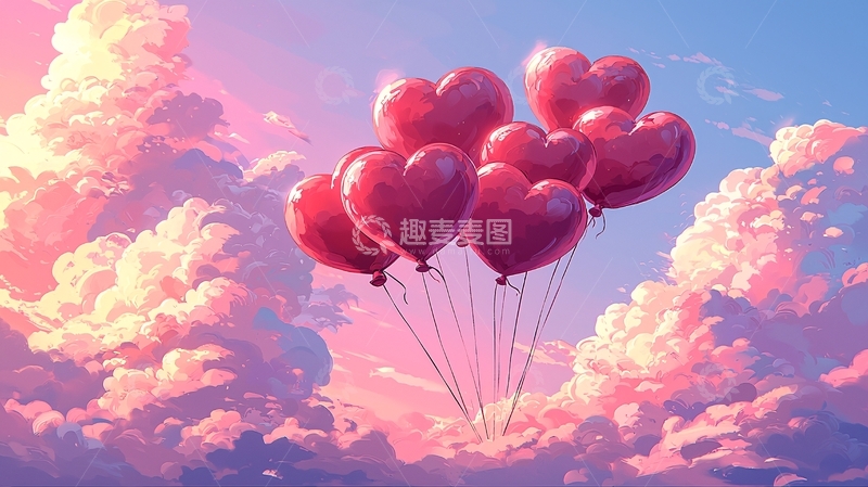 高清大图下载【趣麦麦图】粉色爱心气球