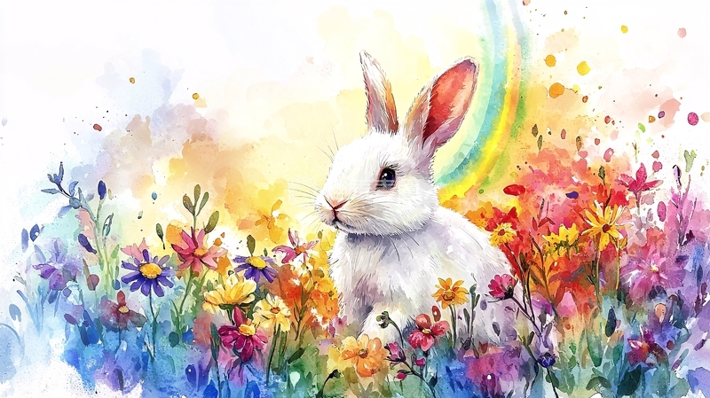 高清大图下载【趣麦麦图】水彩兔子