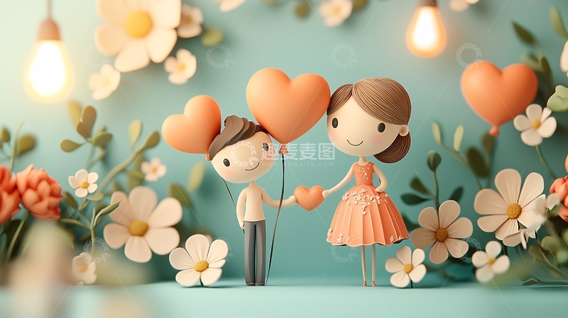 高清大图下载【趣麦麦图】卡通情侣