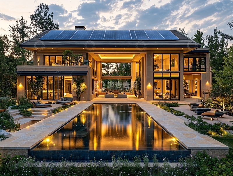 高清大图下载【趣麦麦图】现代简约别墅夜景