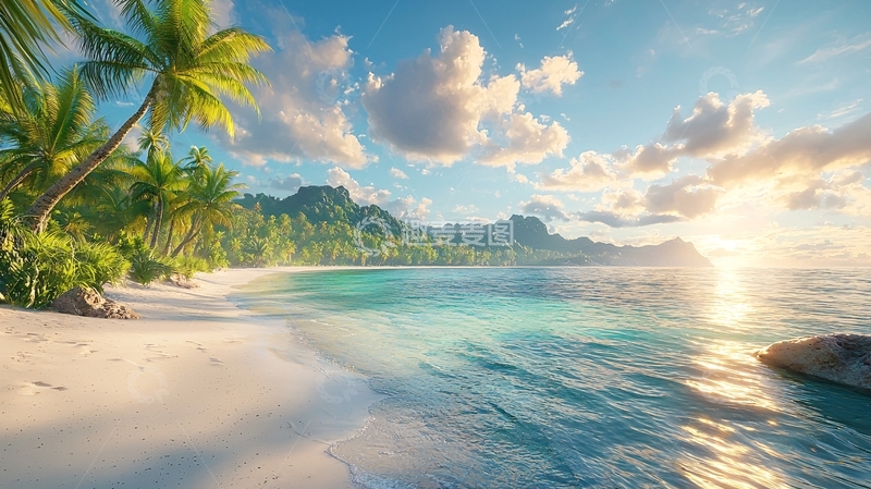 高清大图下载【趣麦麦图】热带海滩日落景色