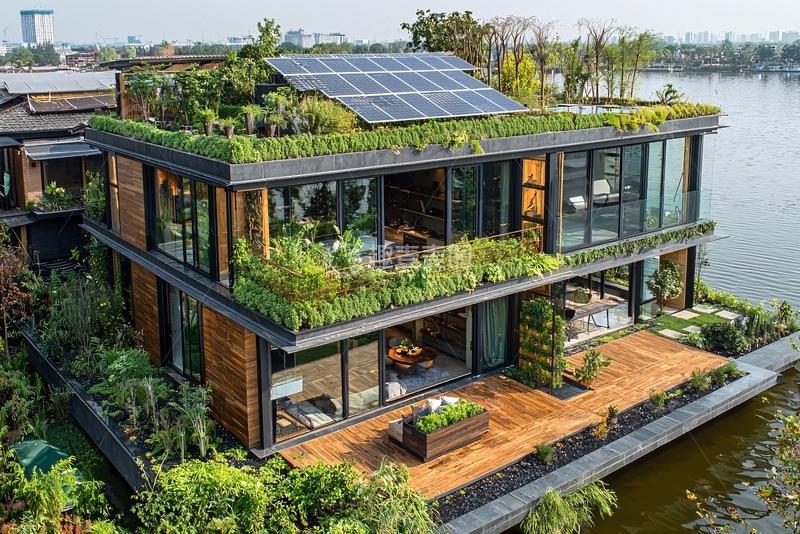 高清大图下载【趣麦麦图】绿色生态水上别墅