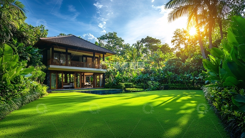 高清大图下载【趣麦麦图】热带别墅花园
