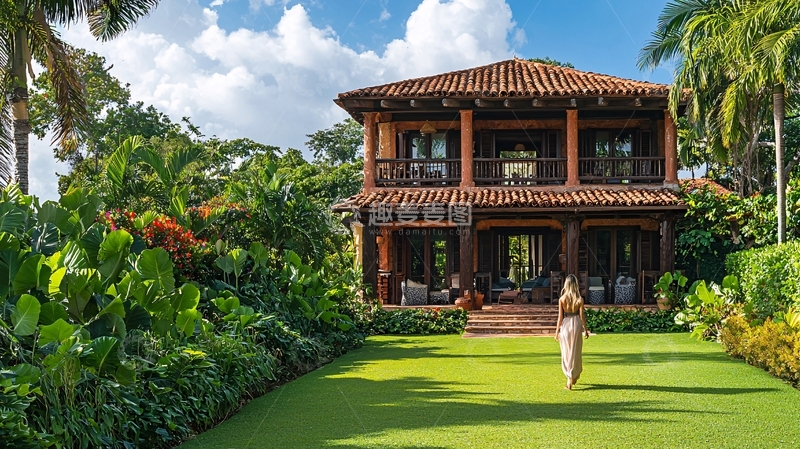 高清大图下载【趣麦麦图】热带别墅花园景观
