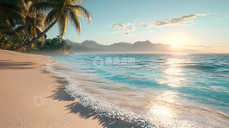 高清大图下载【趣麦麦图】热带海滩日落