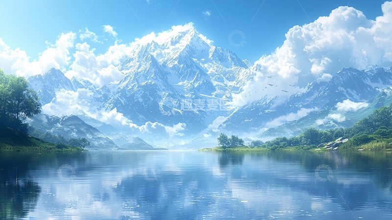 高清大图下载【趣麦麦图】雪山湖泊风景