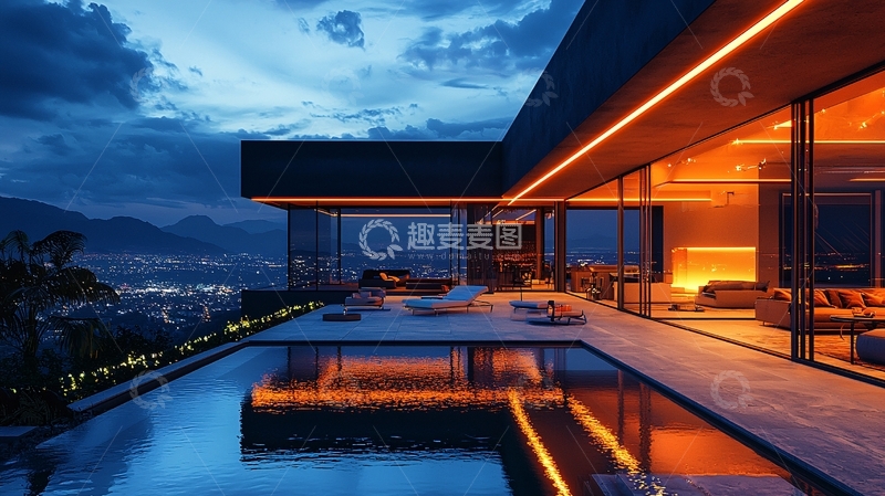 高清大图下载【趣麦麦图】夜景豪宅