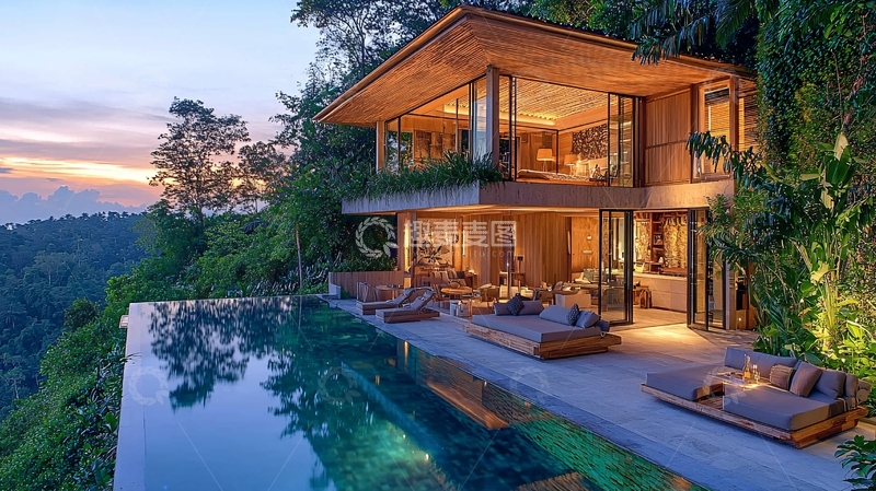 高清大图下载【趣麦麦图】山顶别墅夜景