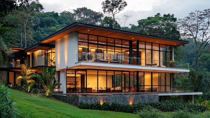 高清大图下载【趣麦麦图】山林别墅夜景