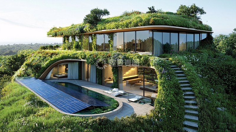 高清大图下载【趣麦麦图】绿色屋顶别墅