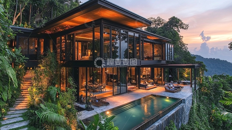 高清大图下载【趣麦麦图】山顶别墅夜景