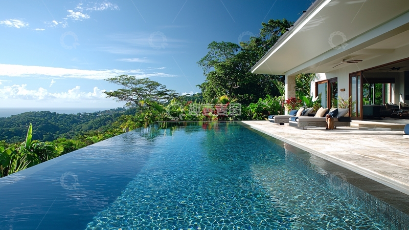 高清大图下载【趣麦麦图】热带雨林中的豪华泳池别墅