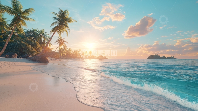 高清大图下载【趣麦麦图】热带海滩日落