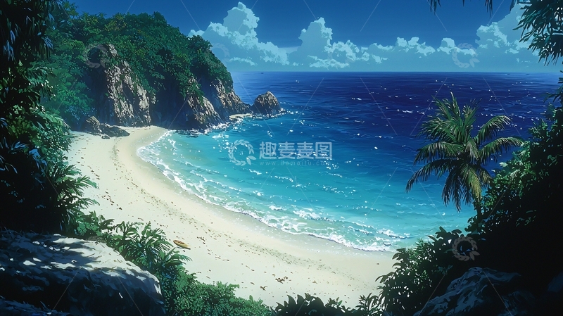 高清大图下载【趣麦麦图】热带海滩风景画