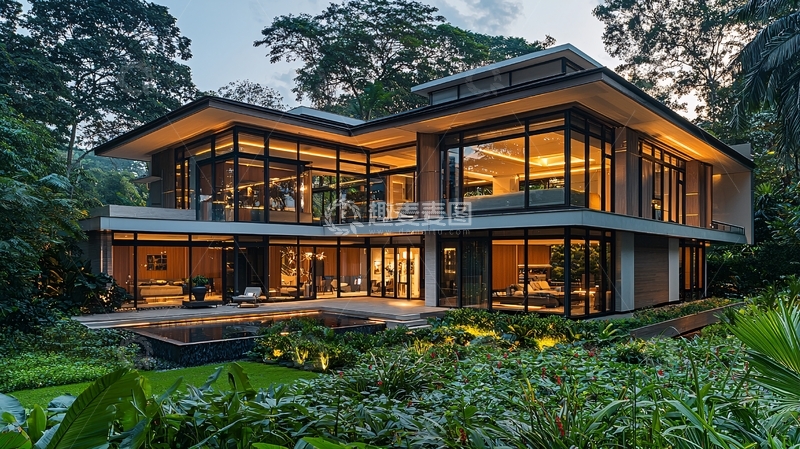 高清大图下载【趣麦麦图】夜景别墅17