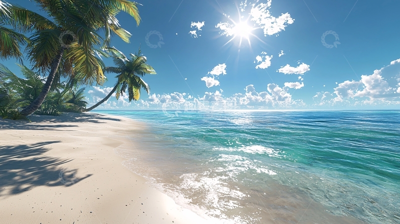 高清大图下载【趣麦麦图】热带海滩椰林阳光