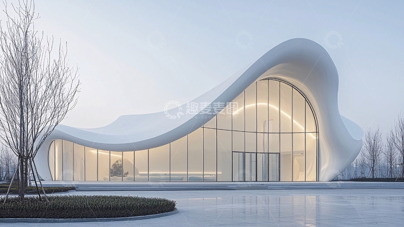 高清大图下载【趣麦麦图】流线型白色现代建筑