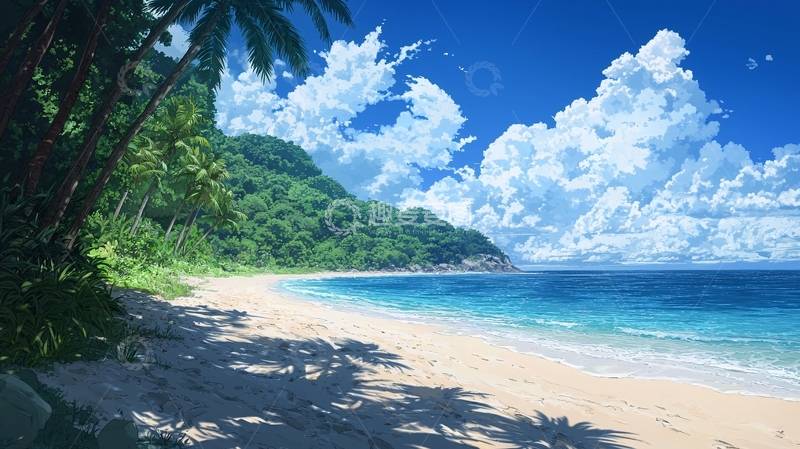高清大图下载【趣麦麦图】热带海滩风景画