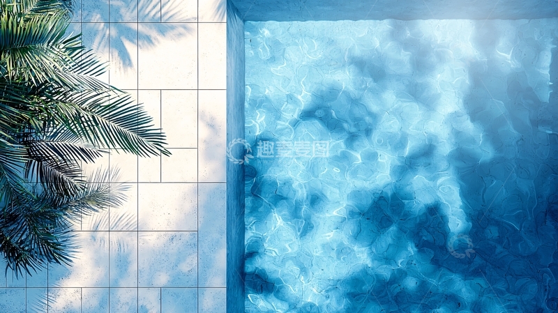高清大图下载【趣麦麦图】泳池旁的棕榈树