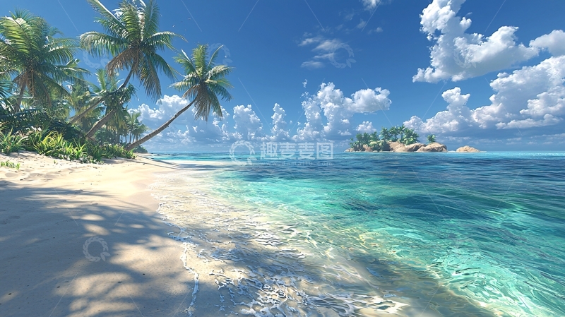 高清大图下载【趣麦麦图】热带海滩椰树风景