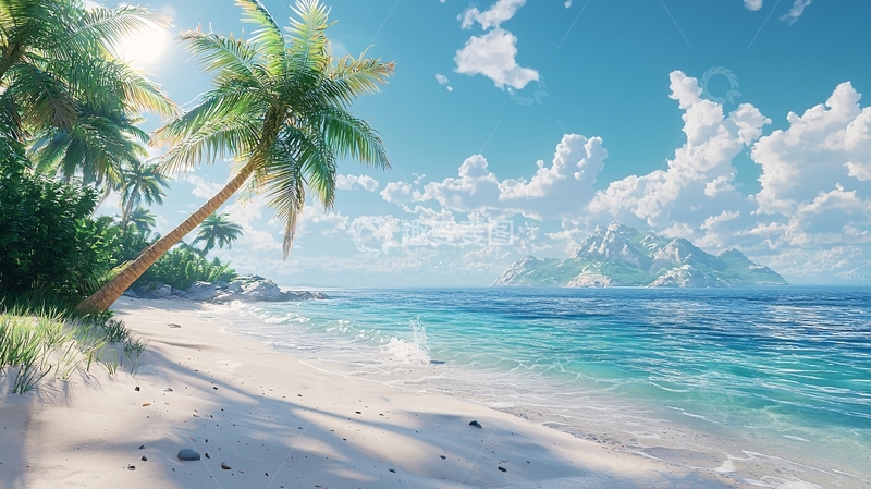 高清大图下载【趣麦麦图】热带海滩椰树阳光