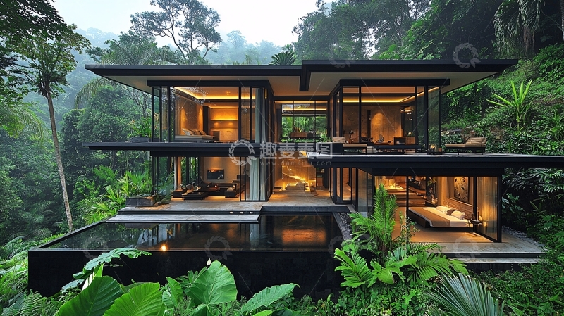 高清大图下载【趣麦麦图】现代风格森林别墅