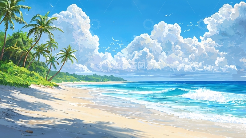 高清大图下载【趣麦麦图】热带海滩风景画