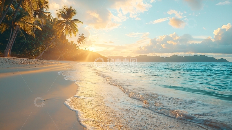 高清大图下载【趣麦麦图】热带海滩日落