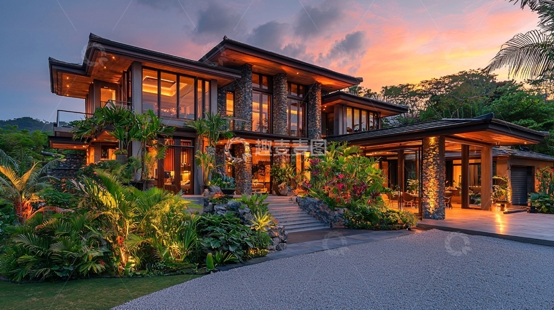高清大图下载【趣麦麦图】夜景豪宅别墅