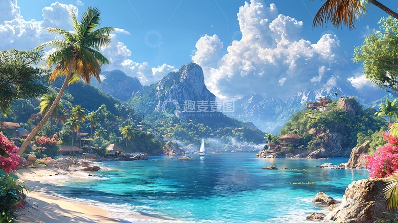 高清大图下载【趣麦麦图】热带海滩天堂