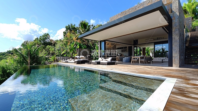 高清大图下载【趣麦麦图】现代简约别墅泳池