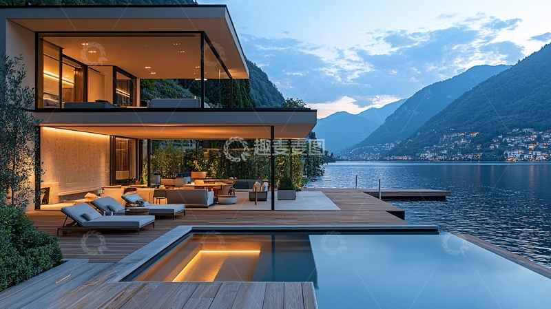 高清大图下载【趣麦麦图】湖景别墅