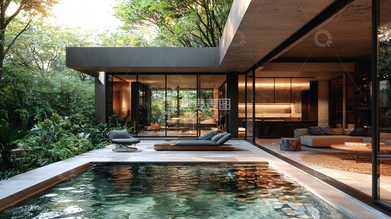 高清大图下载【趣麦麦图】现代简约庭院别墅