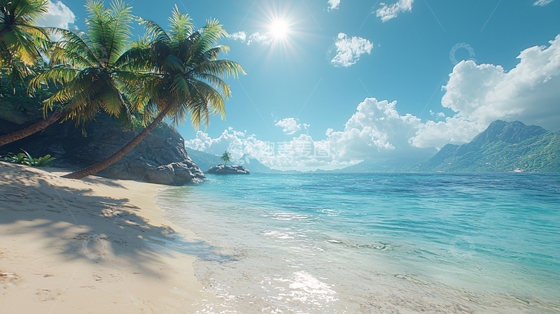 高清大图下载【趣麦麦图】热带海滩椰树阳光沙滩