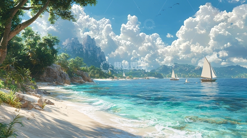 高清大图下载【趣麦麦图】阳光沙滩海边风景