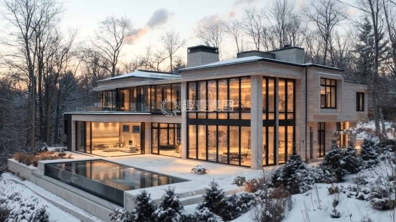 高清大图下载【趣麦麦图】极简现代风格别墅夜景