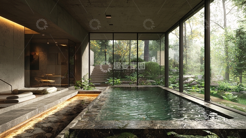 高清大图下载【趣麦麦图】禅意室内泳池